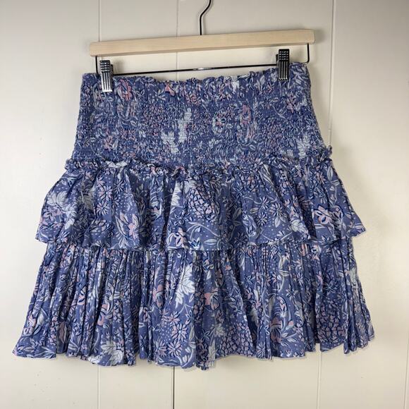 SUNDRY wild floral ruffle skirt in chambray - Picture 3 of 7